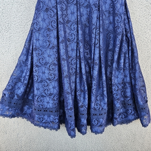 NSR Womens Provance Blue Navy Lace Mini Dress Sz S Adj. Straps Stretch flare - Picture 5 of 13